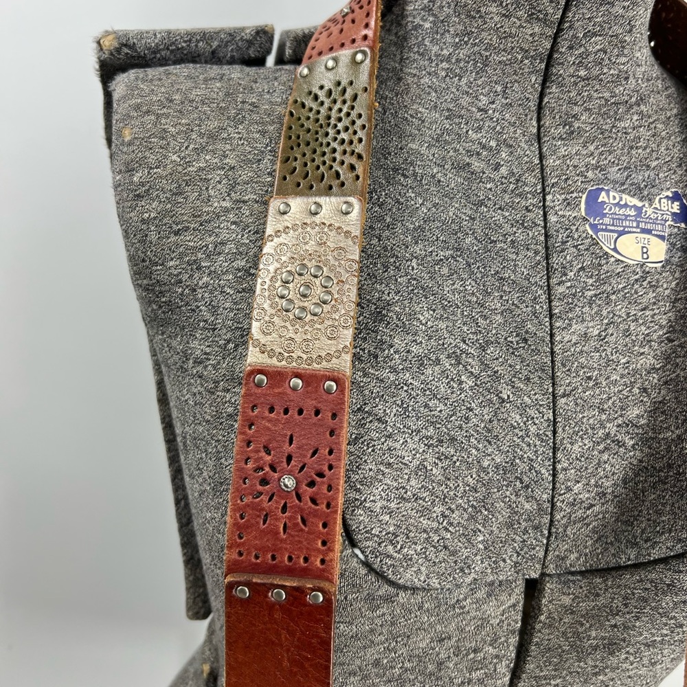 Fossil Patchwork Multi Colored Leather Panel Belt… - image 4